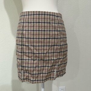Full Tilt Tan and Black Plaid Mini Skirt